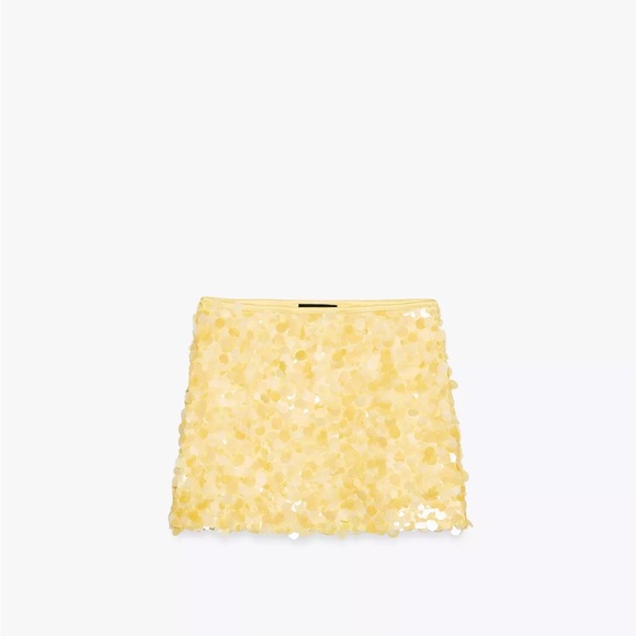 Zara Yellow Sequin Mini Skirt - Picture 5 of 5
